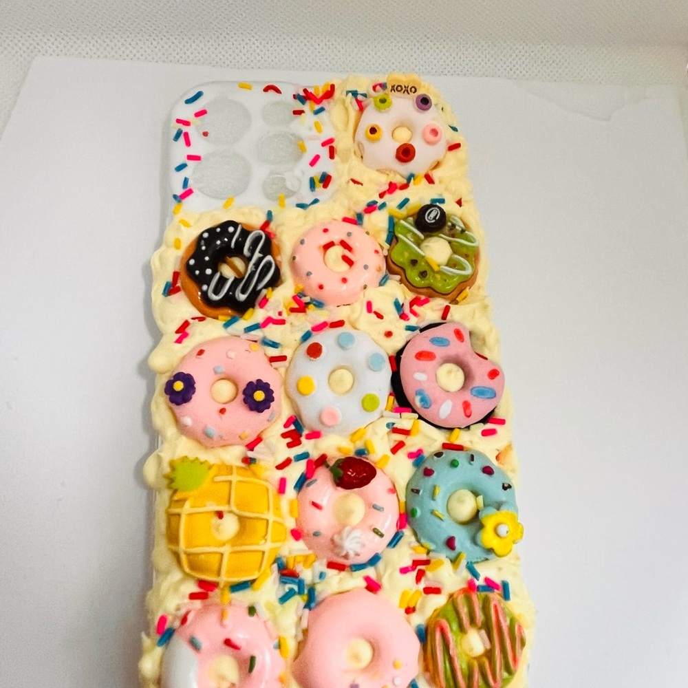 Colorful Donut-Themed Decoden Phone Case - Picture 3 of 5